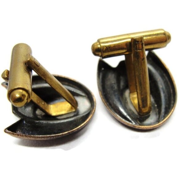 Vintage Modernist Cufflinks Copper Tone Unique Design  Shirt Accessories Wedding - Picture 10 of 13